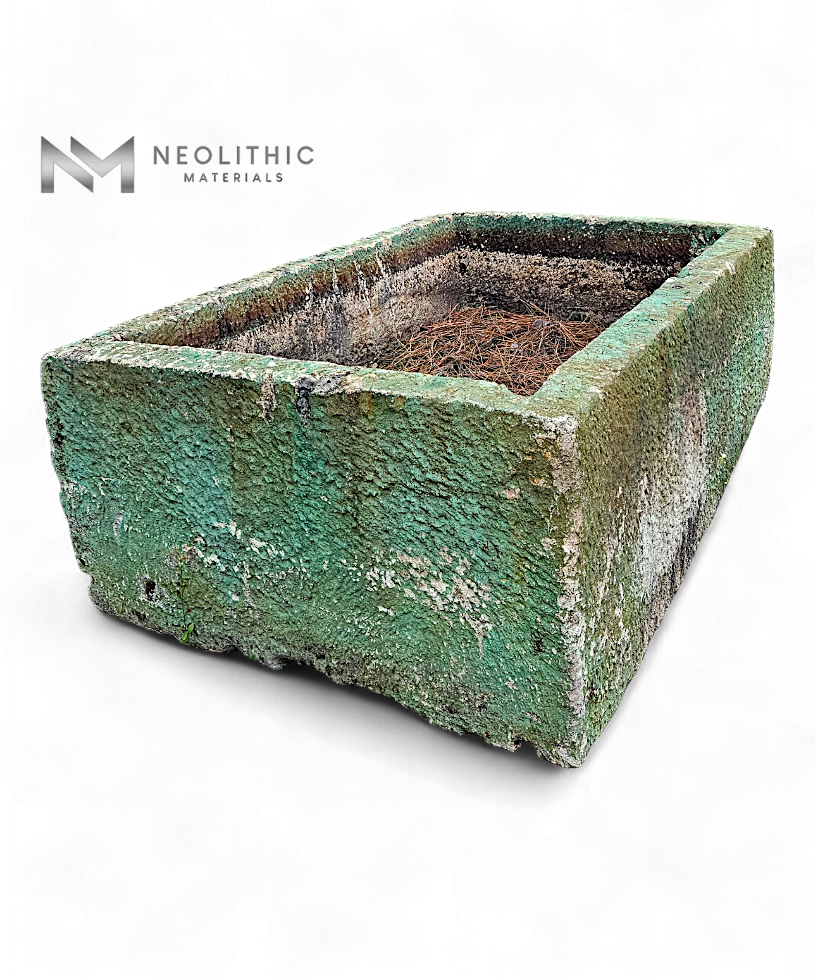 Antique French Limestone Trough (Green) - Image 1